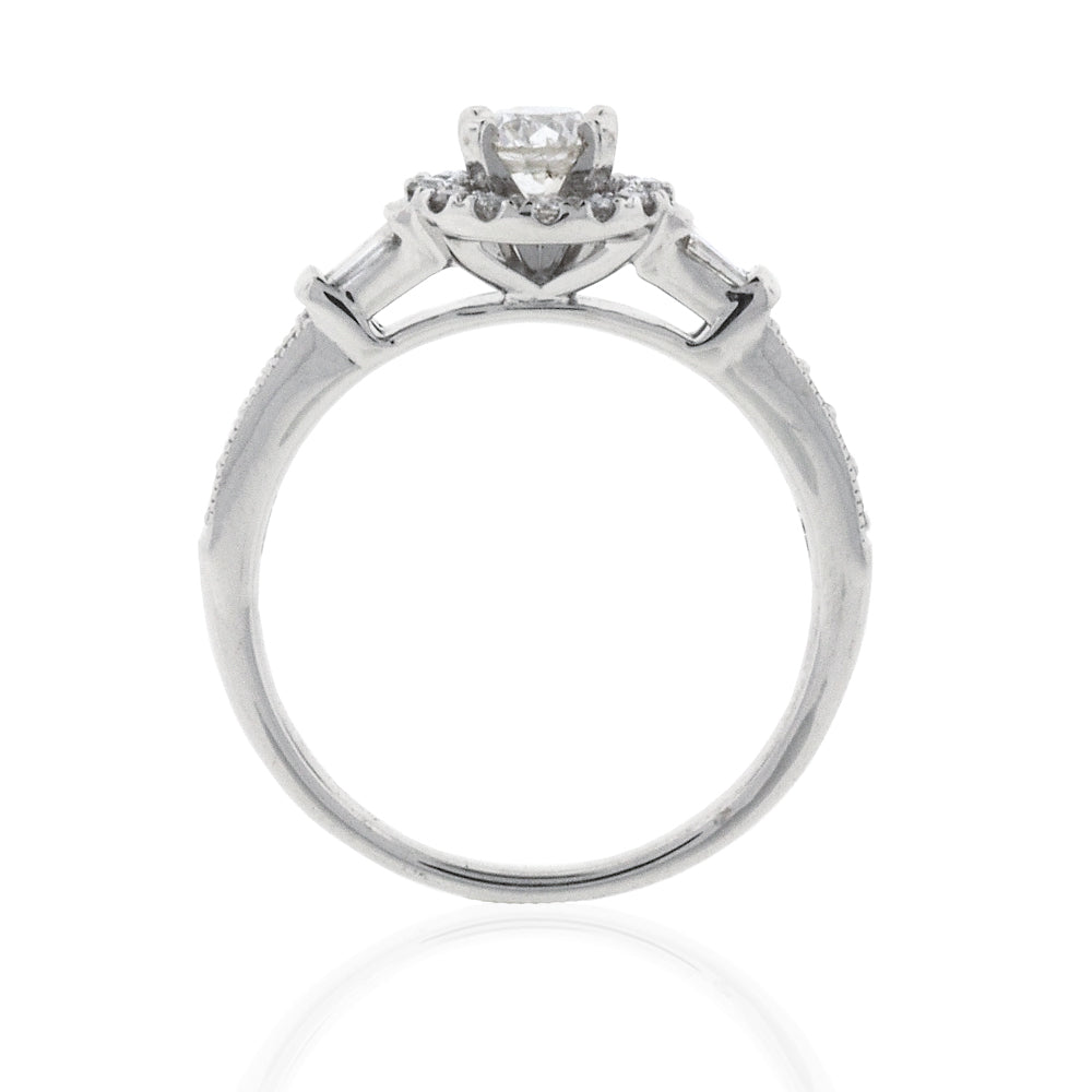 18ct White Gold Diamond Halo Ring TDW 1.0CT