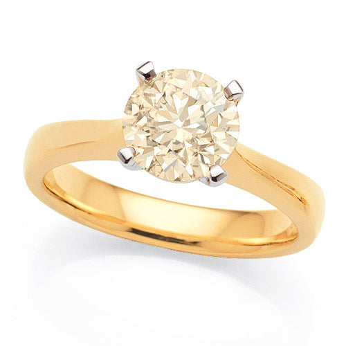 18ct Yellow Gold Champagne Diamond Solitaire Ring