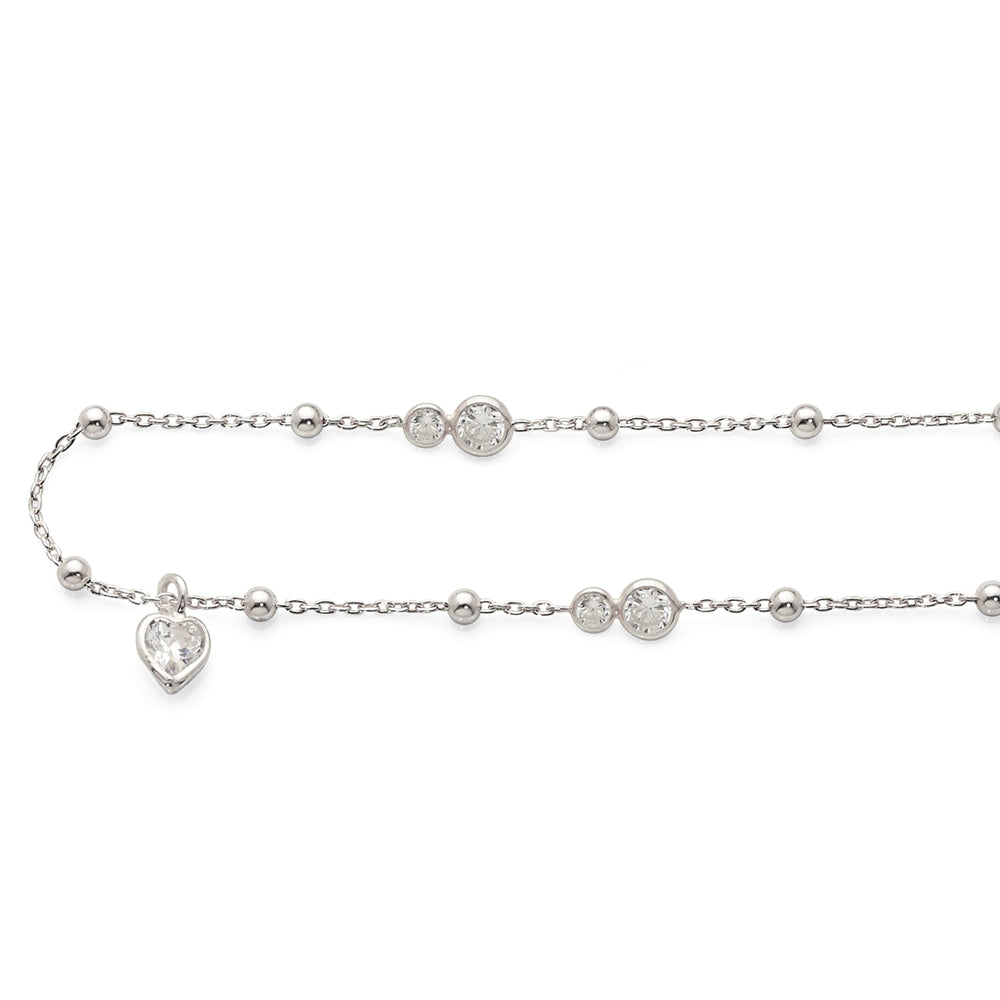 Sterling Silver Cubic Zirconia Anklet