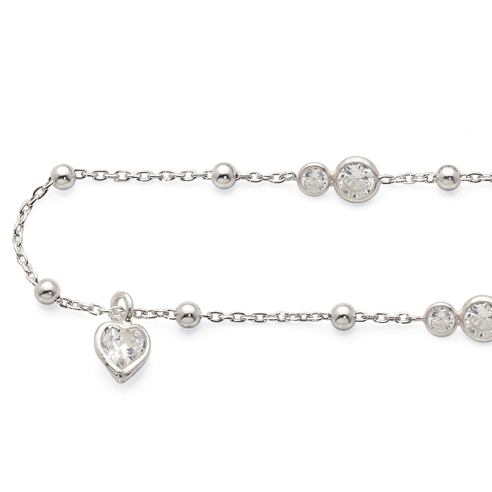 Sterling Silver Cubic Zirconia Anklet