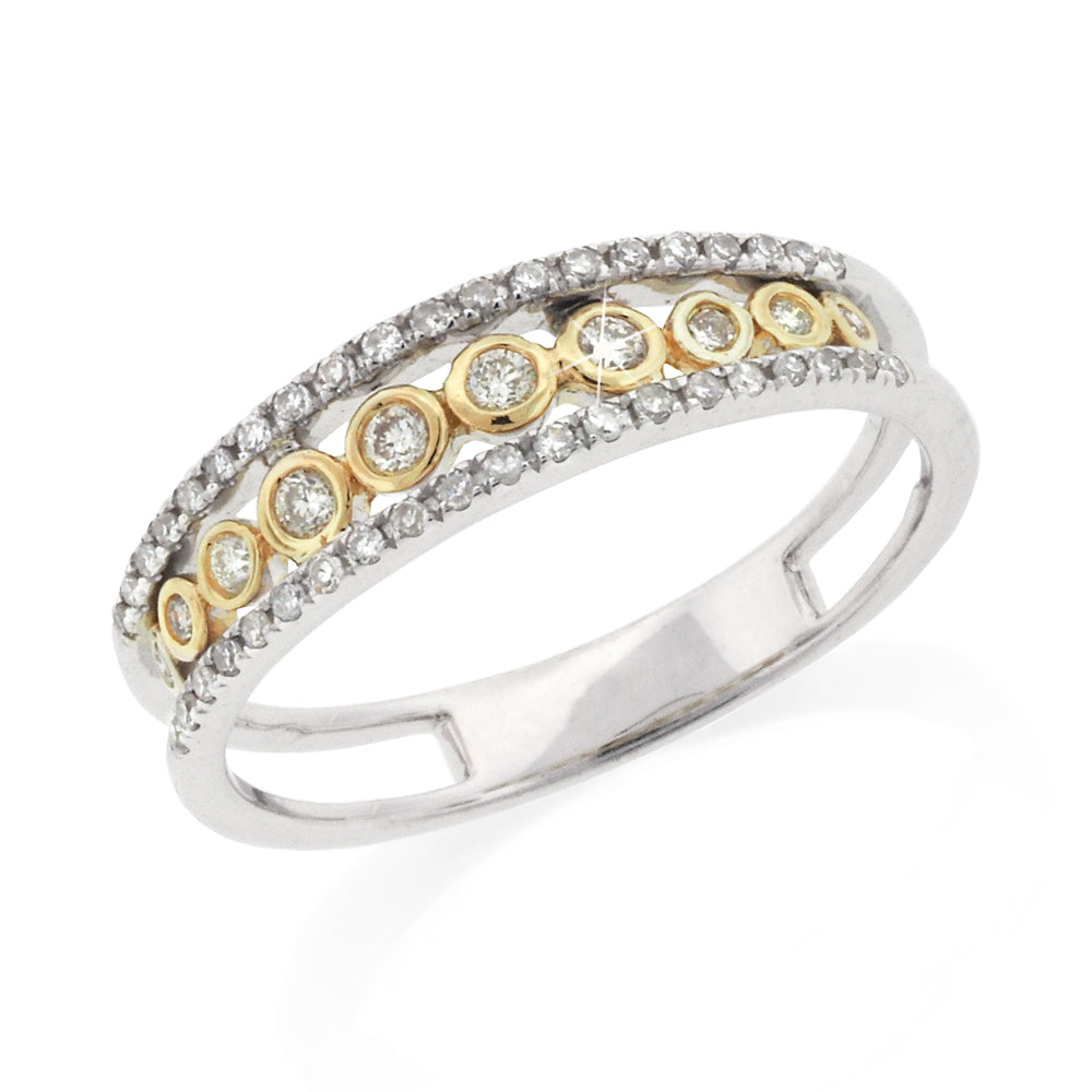 9ct 2-Tone Gold Diamond Band TDW 0.24CT