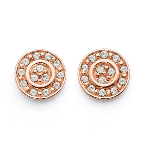 Sterling Silver Rose Tone 8mm Crystal Studs