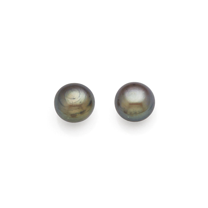 Sterling Silver 6mm Black Button Pearl Studs