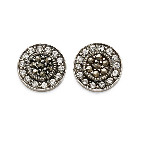 Sterling Silver Marcasite & Crystal Studs