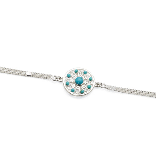 Sterling Silver Created Turquoise Double Curb Bracelet