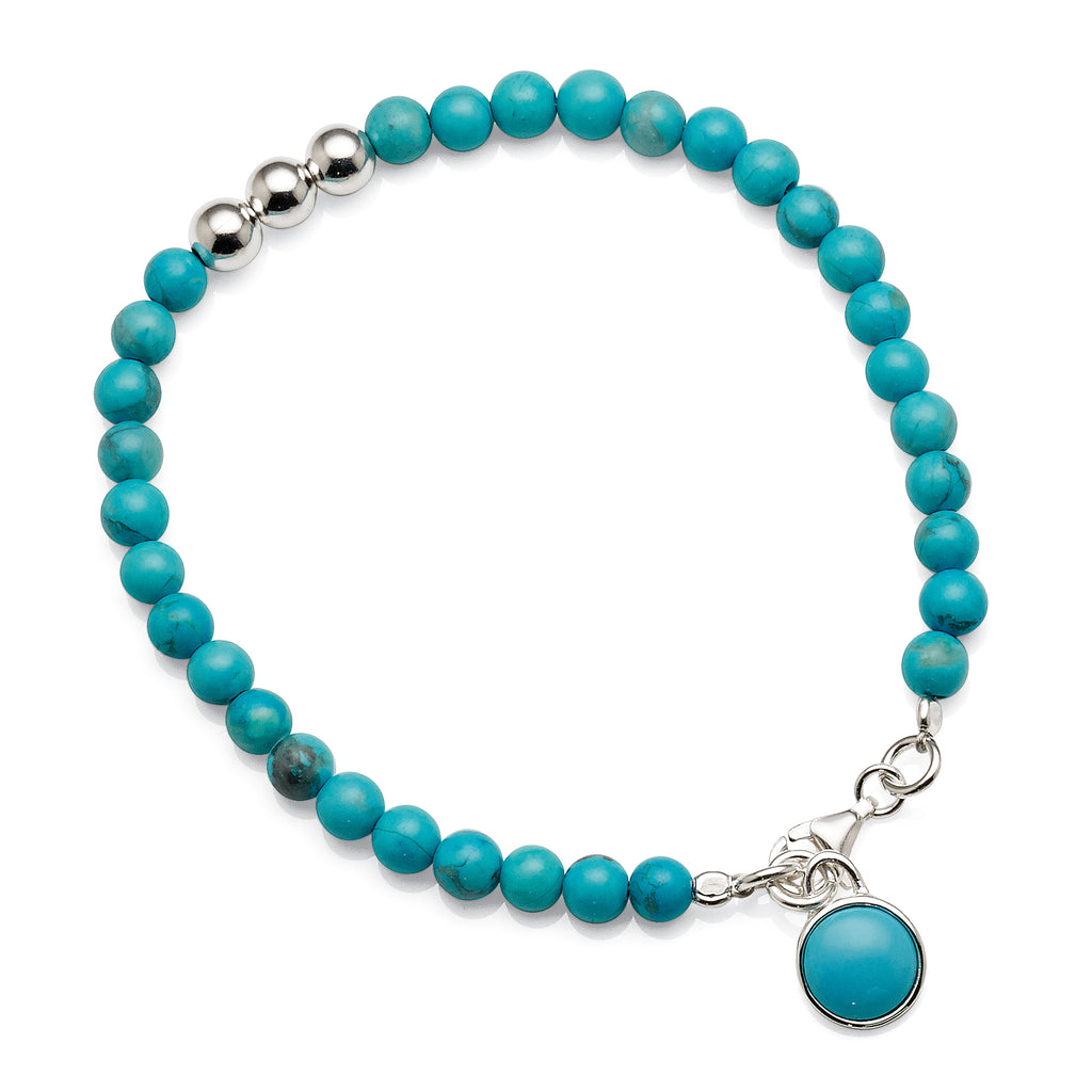 Sterling Silver Created Turquoise Bracelet