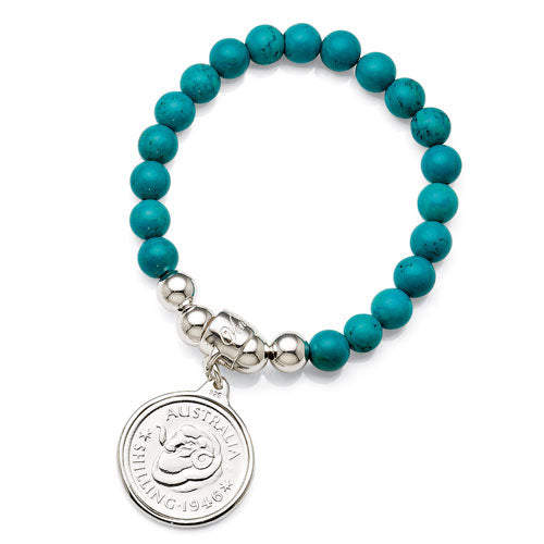 Von Treskow Silver Turquoise Coin Bracelet TQB04