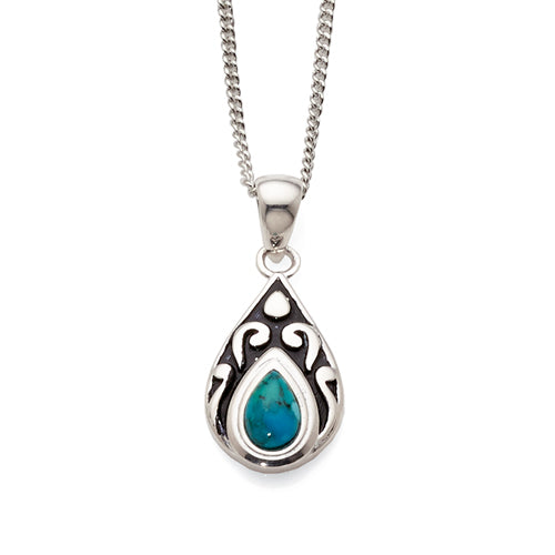 Sterling Silver Created Turquoise Pendant