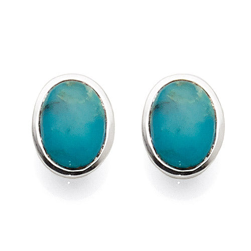 Von Treskow Sterling Silver Oval Turquoise Studs TQE02