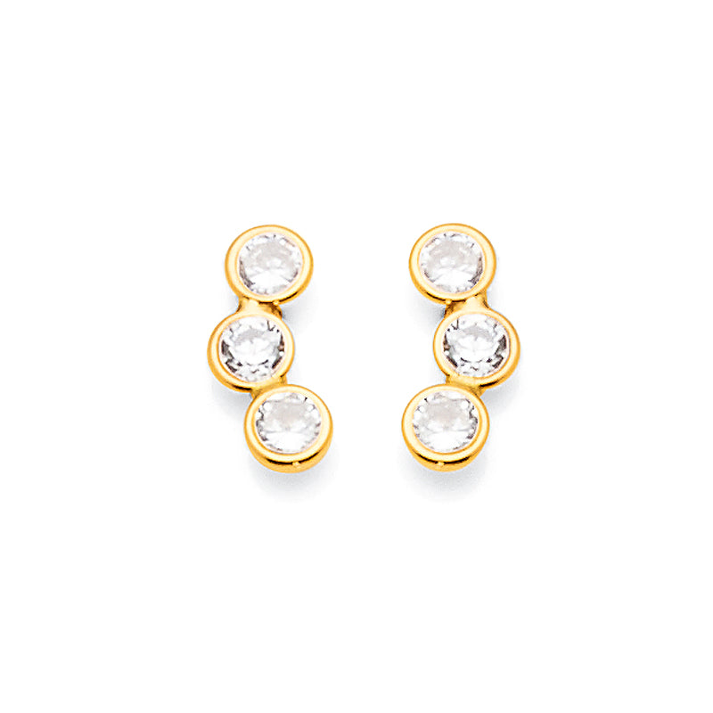 9ct Gold Cubic Zirconia Vertical Climbing Studs