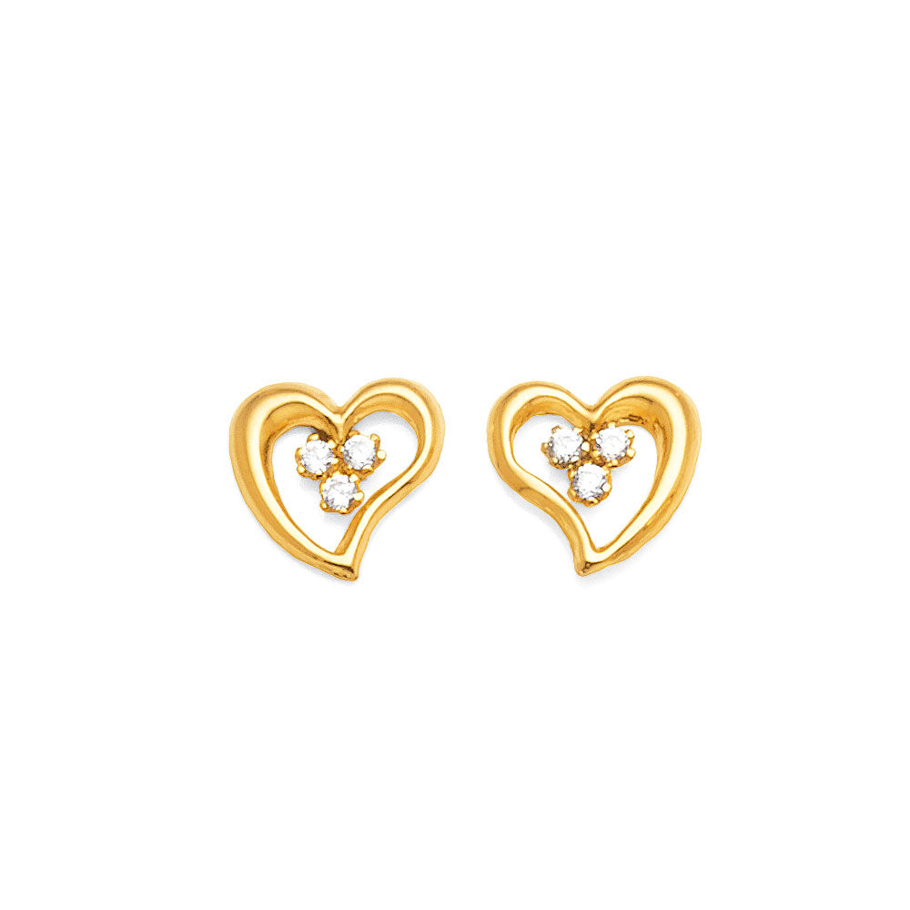 9ct Yellow Gold Cubic Zirconia Open Heart Studs