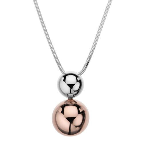 Najo 45cm Silver & Rose-tone Ball Necklet N5541