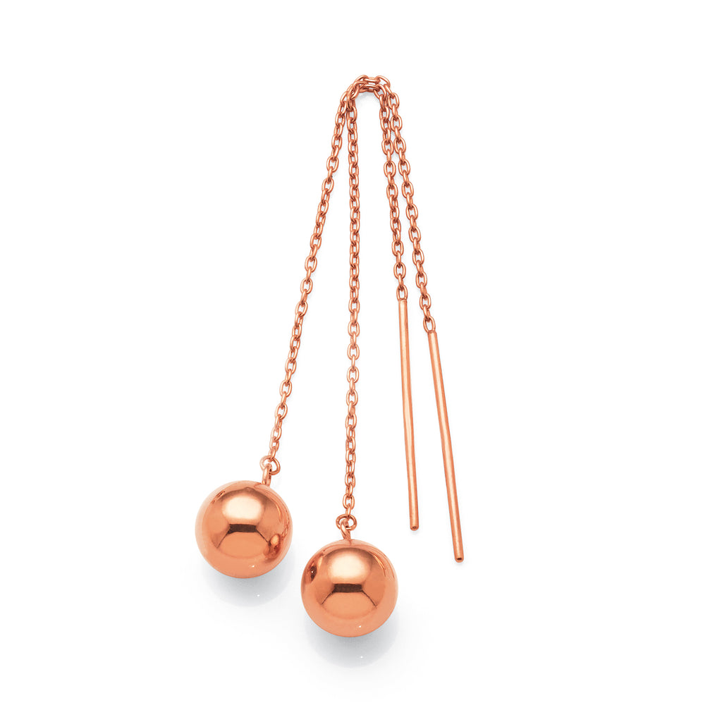 Rose Gold Bonded 80mm Ball Thread Earrings