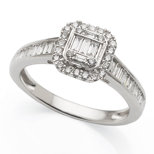 9ct White Gold Diamond Engagement Ring TDW 0.50CT