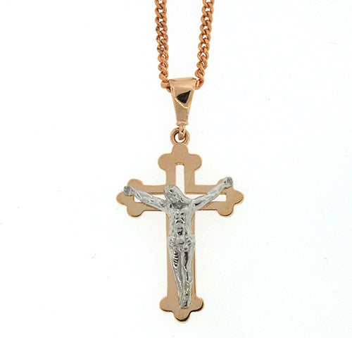 9ct 2-Tone Crucifix Pendant