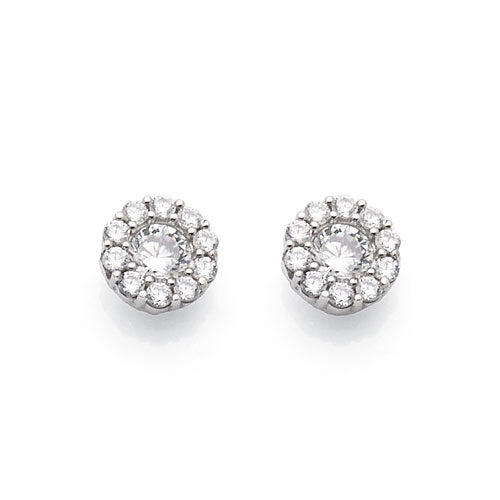 9ct White Gold Cubic Zirconia Flower Studs