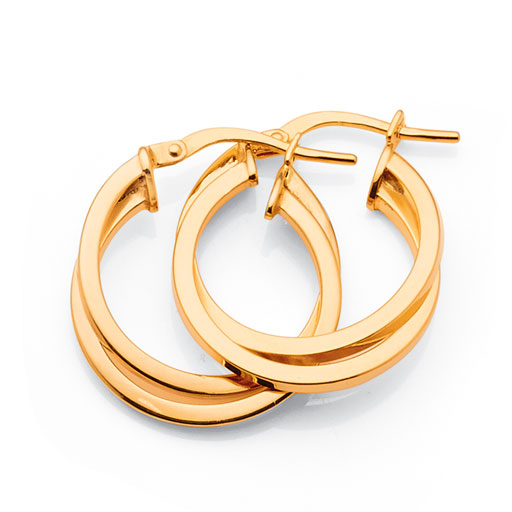 Yellow Gold Bonded 15mm Hoops