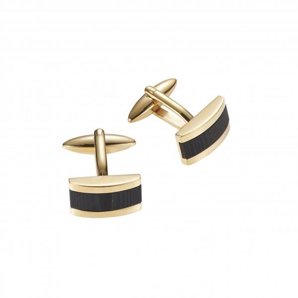 Cudworth Gold-Tone Black Carbon Cufflinks