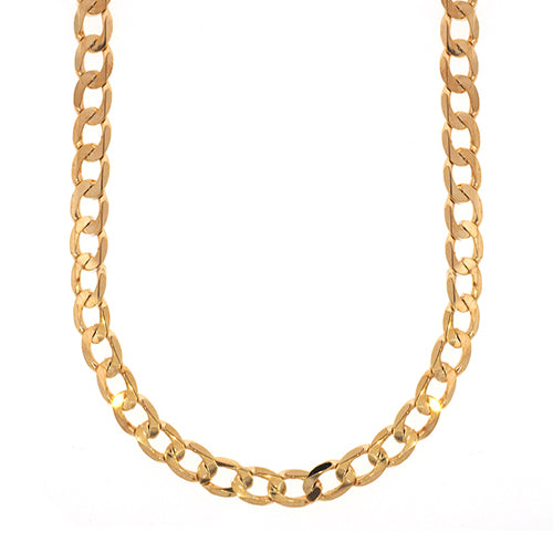 9ct Gold Flat Diamond-Cut Curb Chain