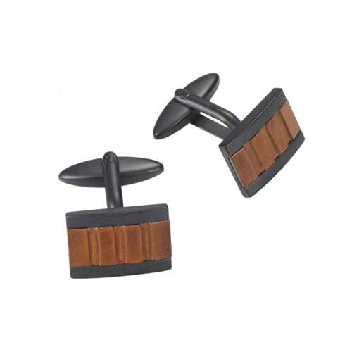 Cudworth Stainless Steel Black Finish Rectangle Cufflinks