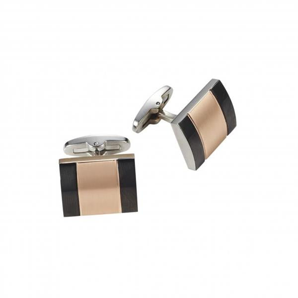 Cudworth Stainless Steel & Rose Tone Cufflinks