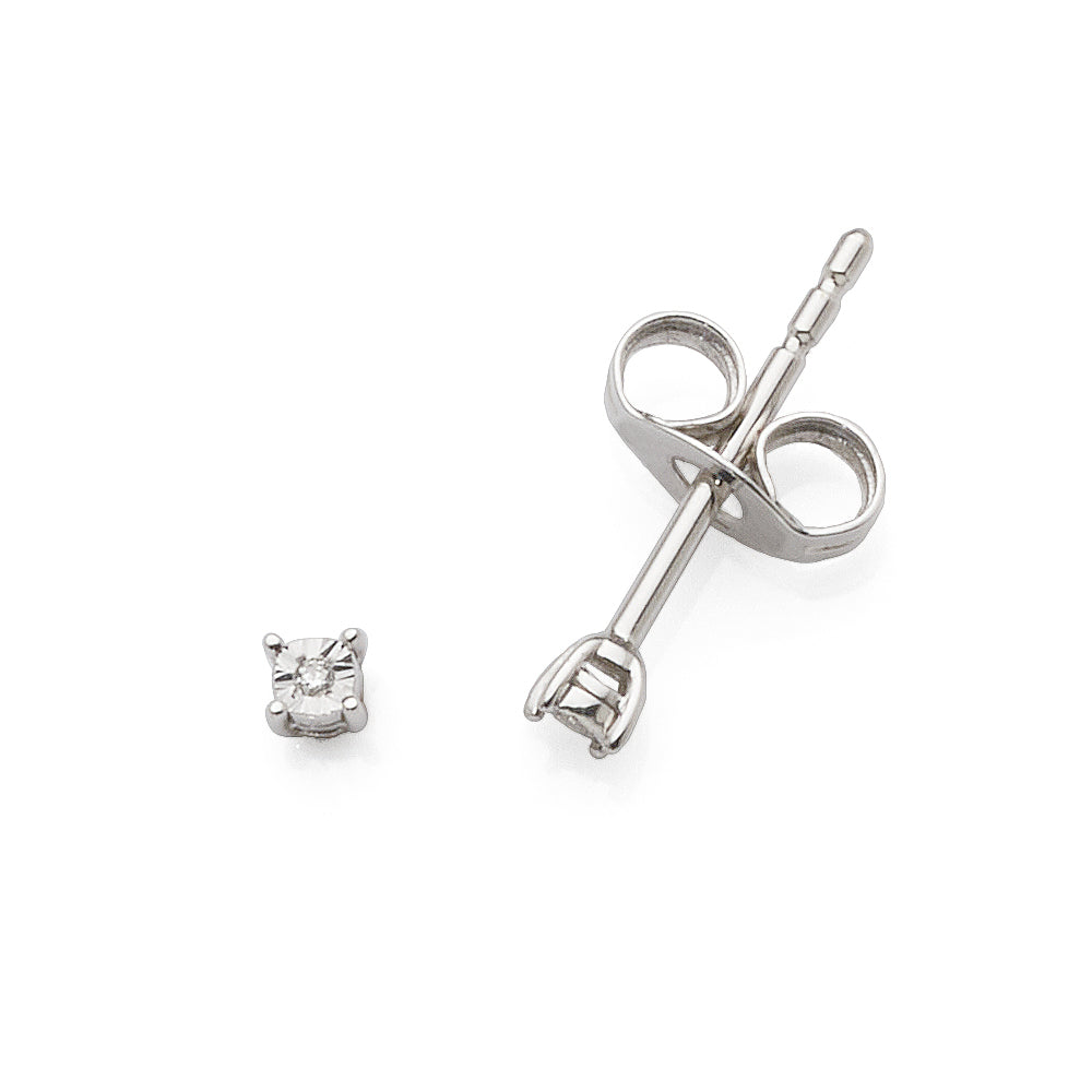 9ct White Gold Diamond Studs