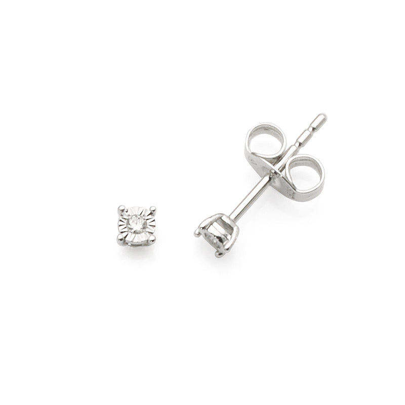 9ct White Gold Diamond Stud Earrings