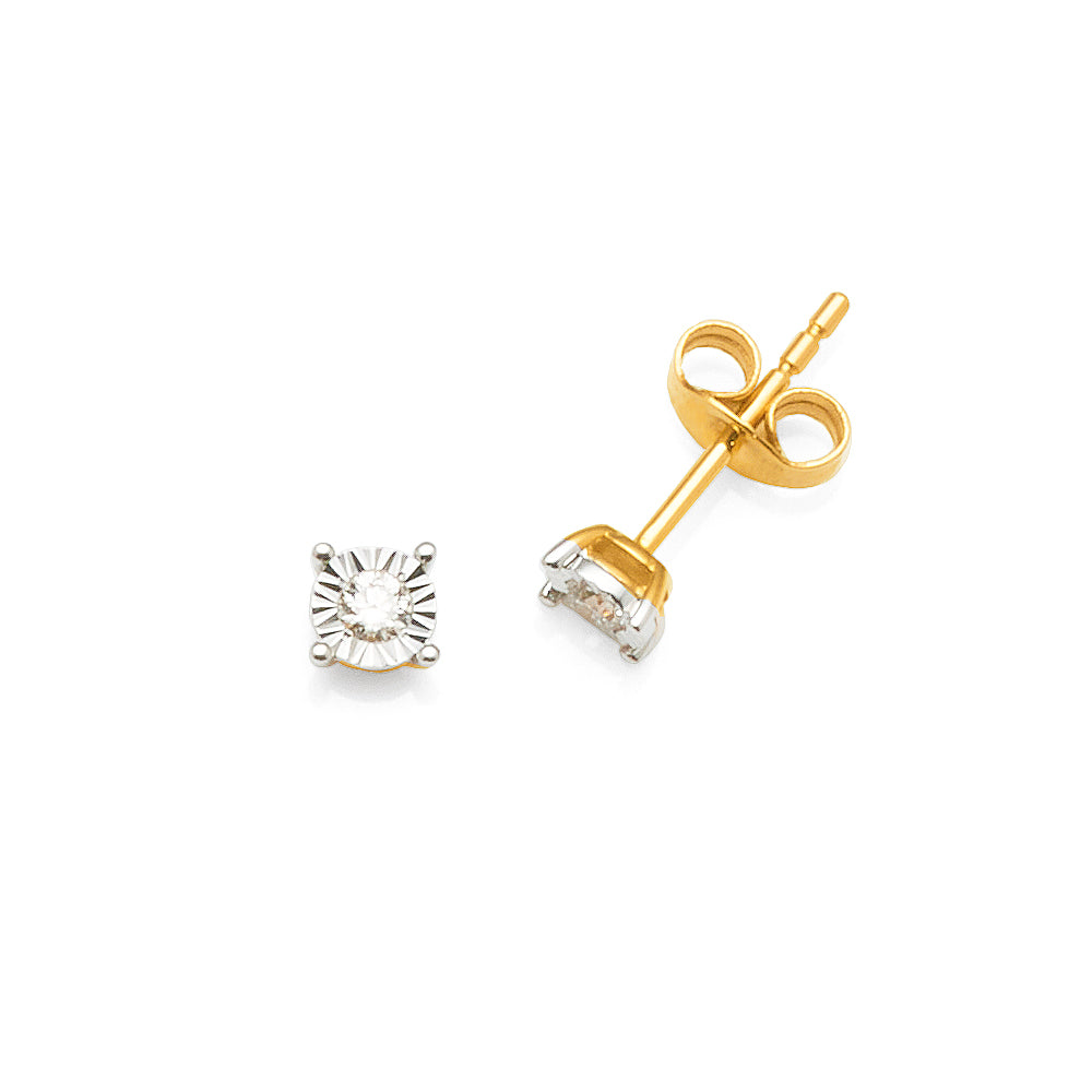 9ct Gold Diamond Stud Earrings TW 0.10CT