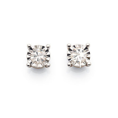 9ct 2-Tone Gold Diamond Studs TW 0.20CT