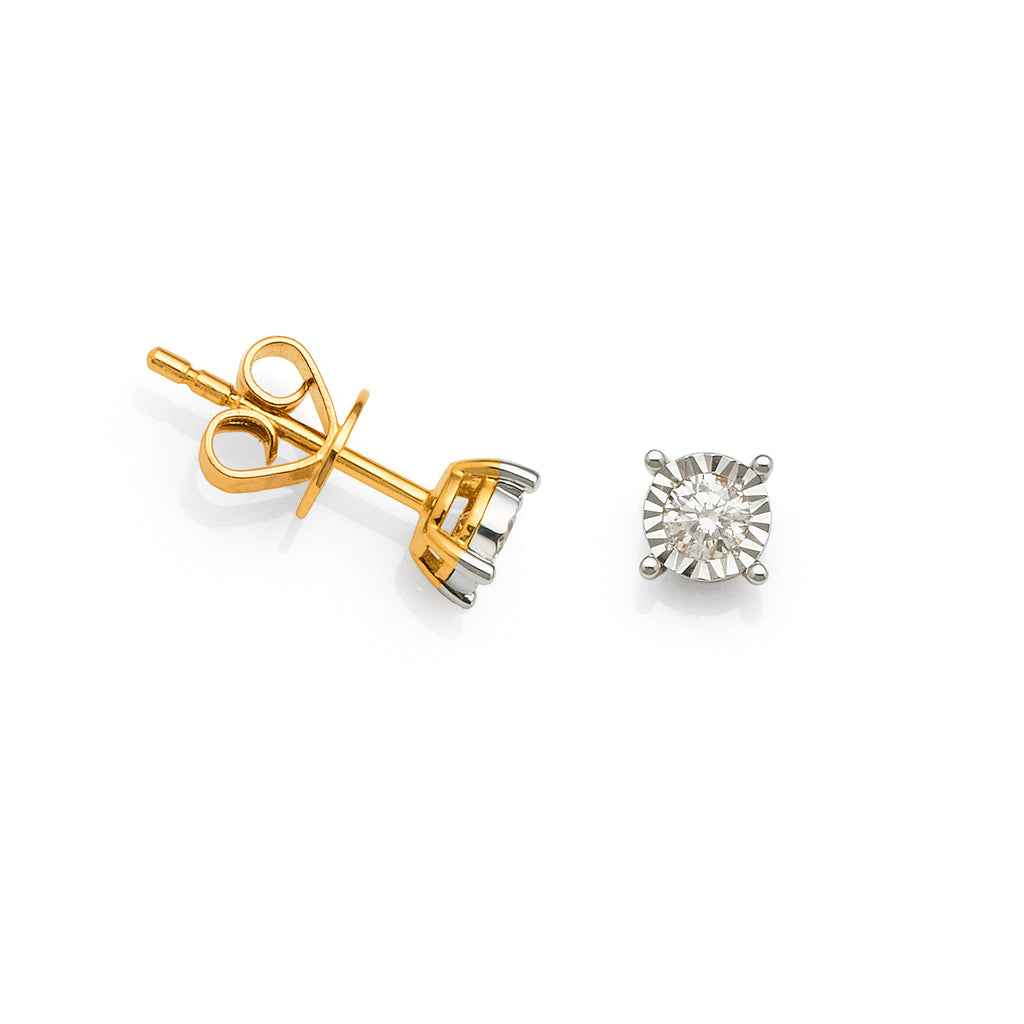 9ct 2-Tone Gold Diamond Studs TW 0.20CT