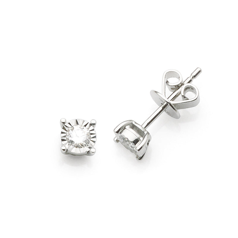 9ct White Gold Diamond Studs TW 0.20CT