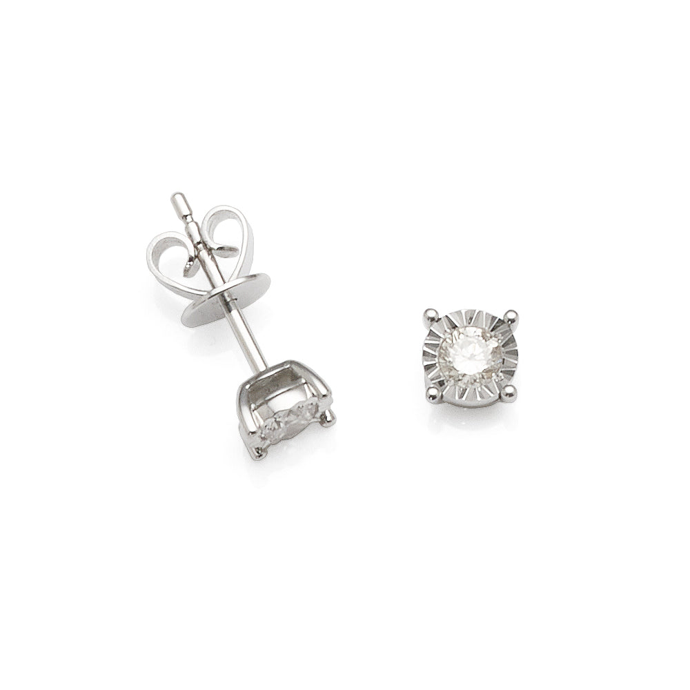 9ct White Gold Diamond Stud Earrings TW 0.25CT