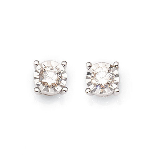 9ct White Gold Diamond Stud Earrings TW 0.25CT