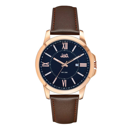 Jag 'Xavier' Leather Strap Watch J2155