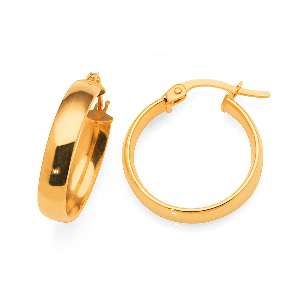 9ct Gold 15mm Hoop Earrings