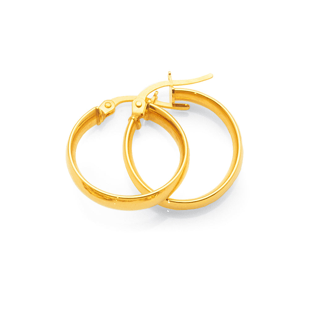 9ct Gold 15mm Hoop Earrings