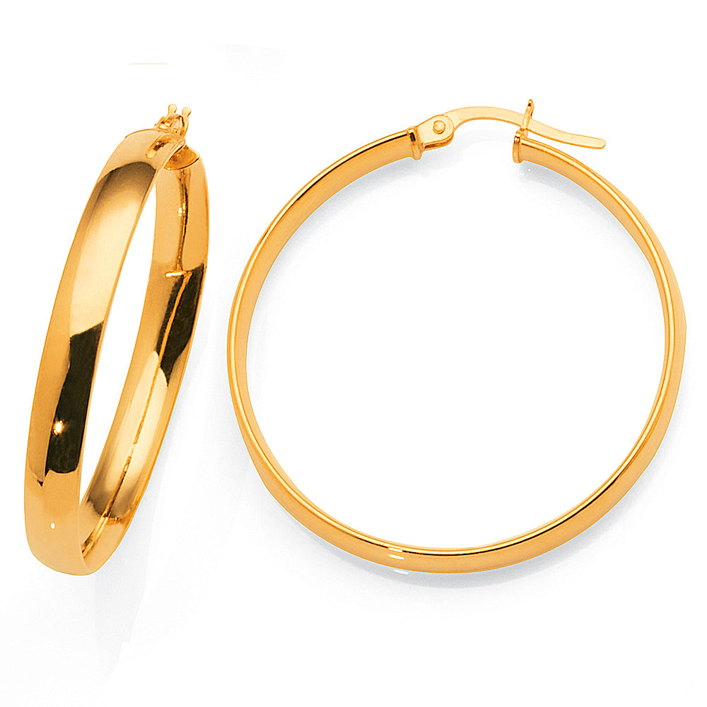 9ct Yellow Gold 30mm Hoop Earrings