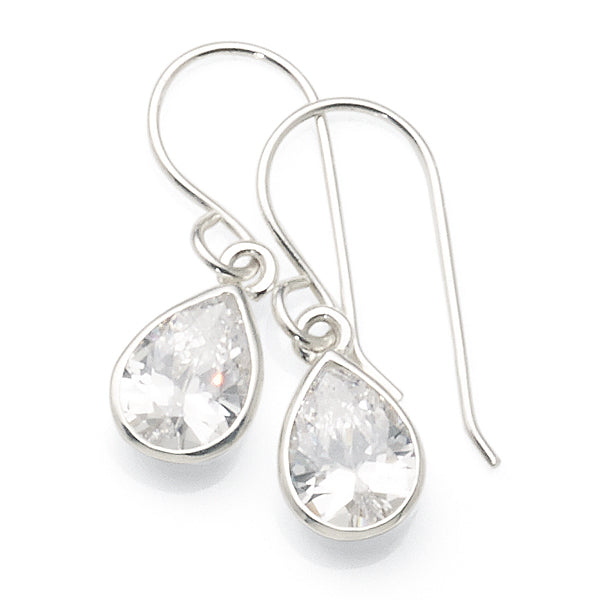 Sterling Silver Cubic Zirconia Hook Earrings