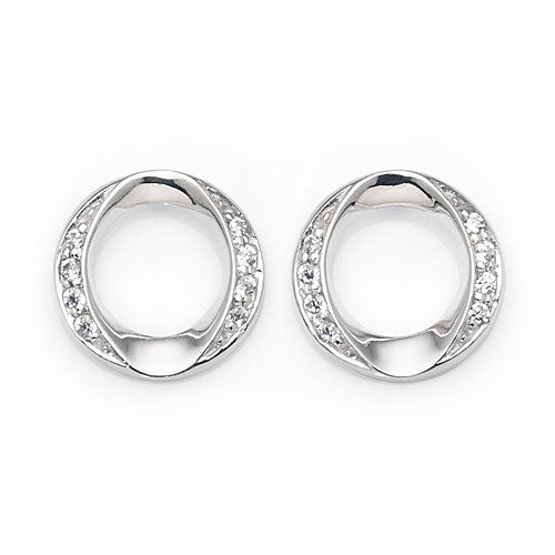 Sterling Silver Cubic Zirconia 13mm Open Circle Stud Earring