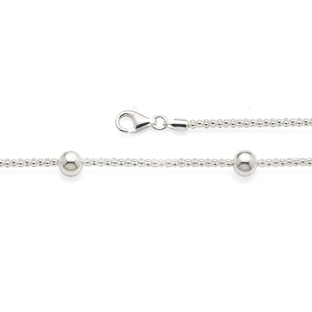 Sterling Silver Popcorn Bracelet With Fixed Balls