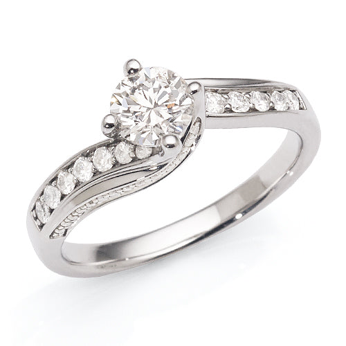 9ct White Gold Diamond Engagement Ring