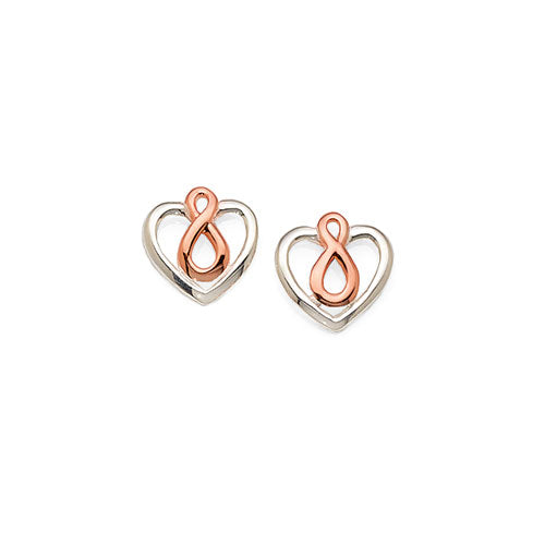 Sterling Silver Rose Tone Heart Studs