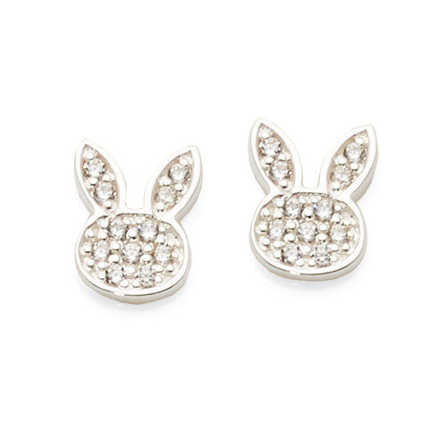 Sterling Silver Cubic Zirconia Bunny Studs