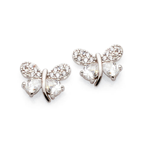 Sterling Silver Cubic Zirconia Butterfly Studs