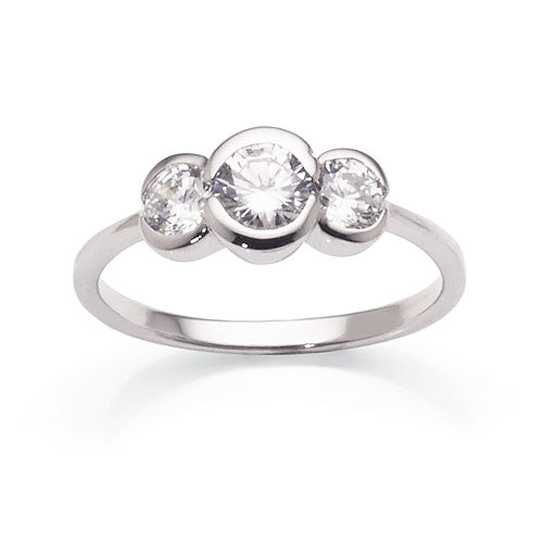 Sterling Silver Cubic Zirconia Trilogy Ring