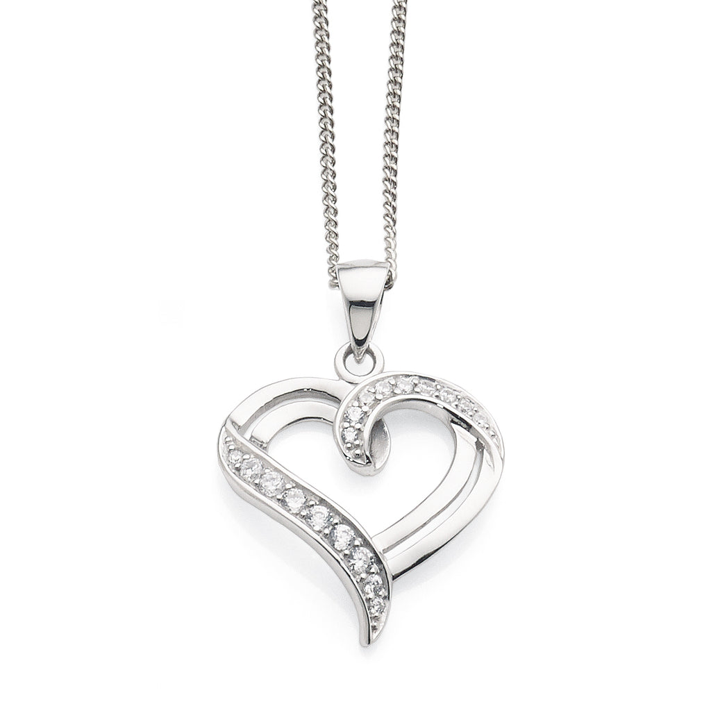 Sterling Silver Cubic Zirconia Heart Pendant