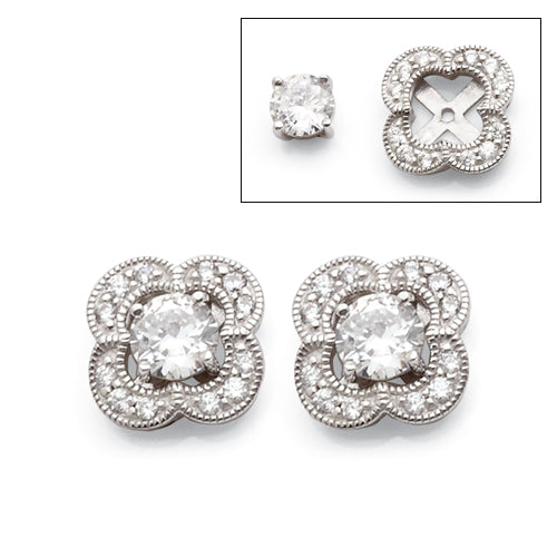 Sterling Silver Cubic Zirconia 2-In-1 Studs