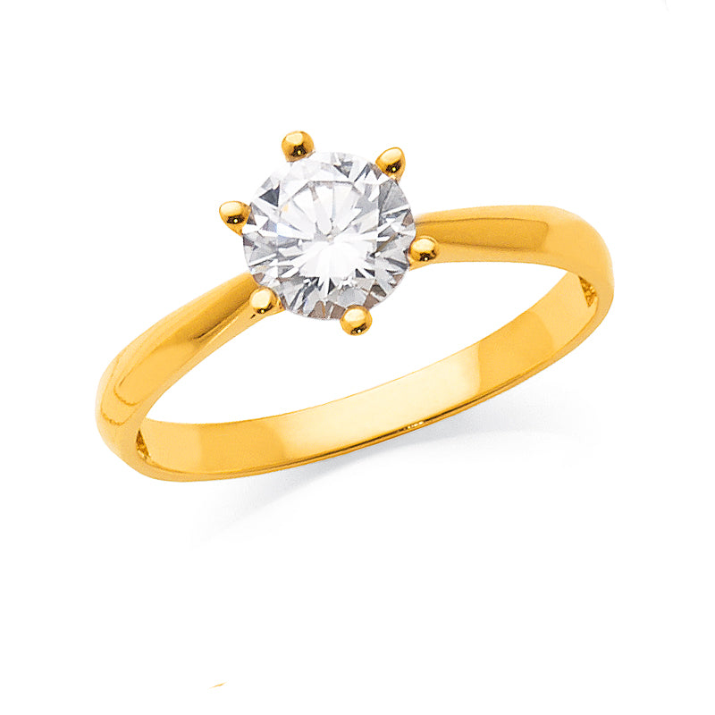 9ct Gold Cubic Zirconia Solitaire Ring