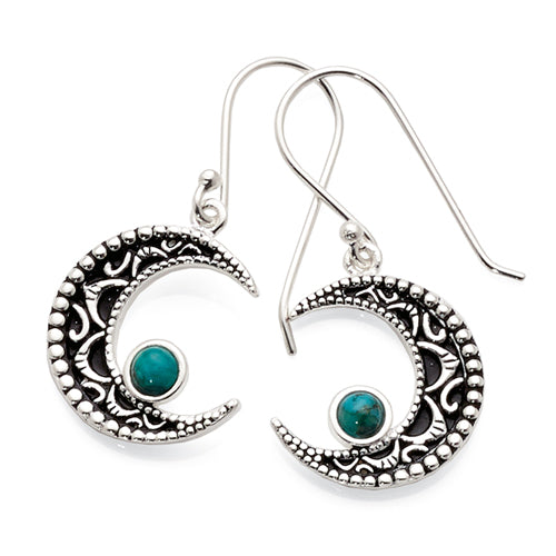 Sterling Silver Created Turquoise Hooks