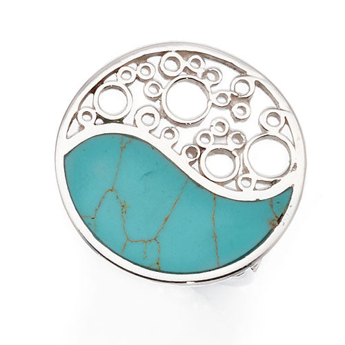 Sterling Silver Turquoise 23mm Disc Ring